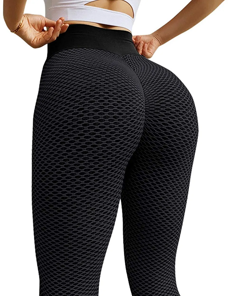OMKAGI Sexy Butt Lifting Workout Leggings for Women Textured Booty High Waist Yoga Pant
